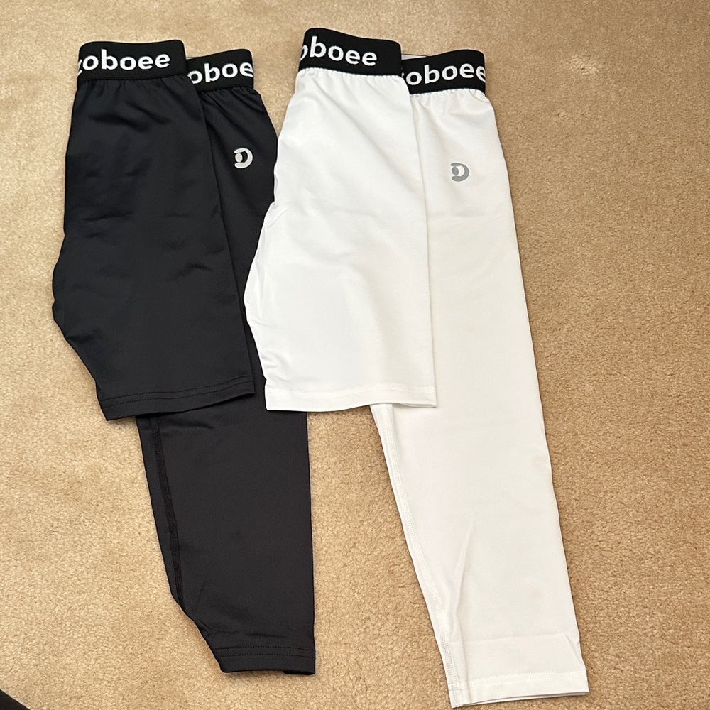 Kids' Stretch Performance Leggings - Black & White